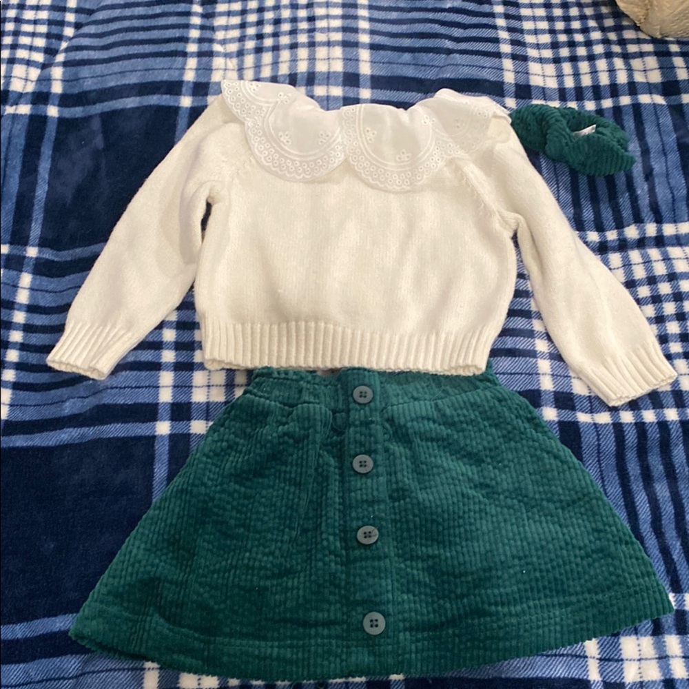 Draper James White and Green cordaroy outfit
